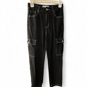 Soda Women's Black Cargo Straight Leg Jeans​​